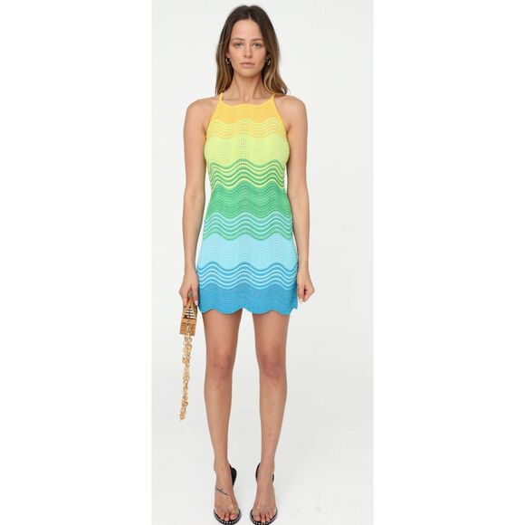 TORN by Ronny Kobo Scuffed Lemon Hope Knit Mini Dress Size M - Picture 1 of 10